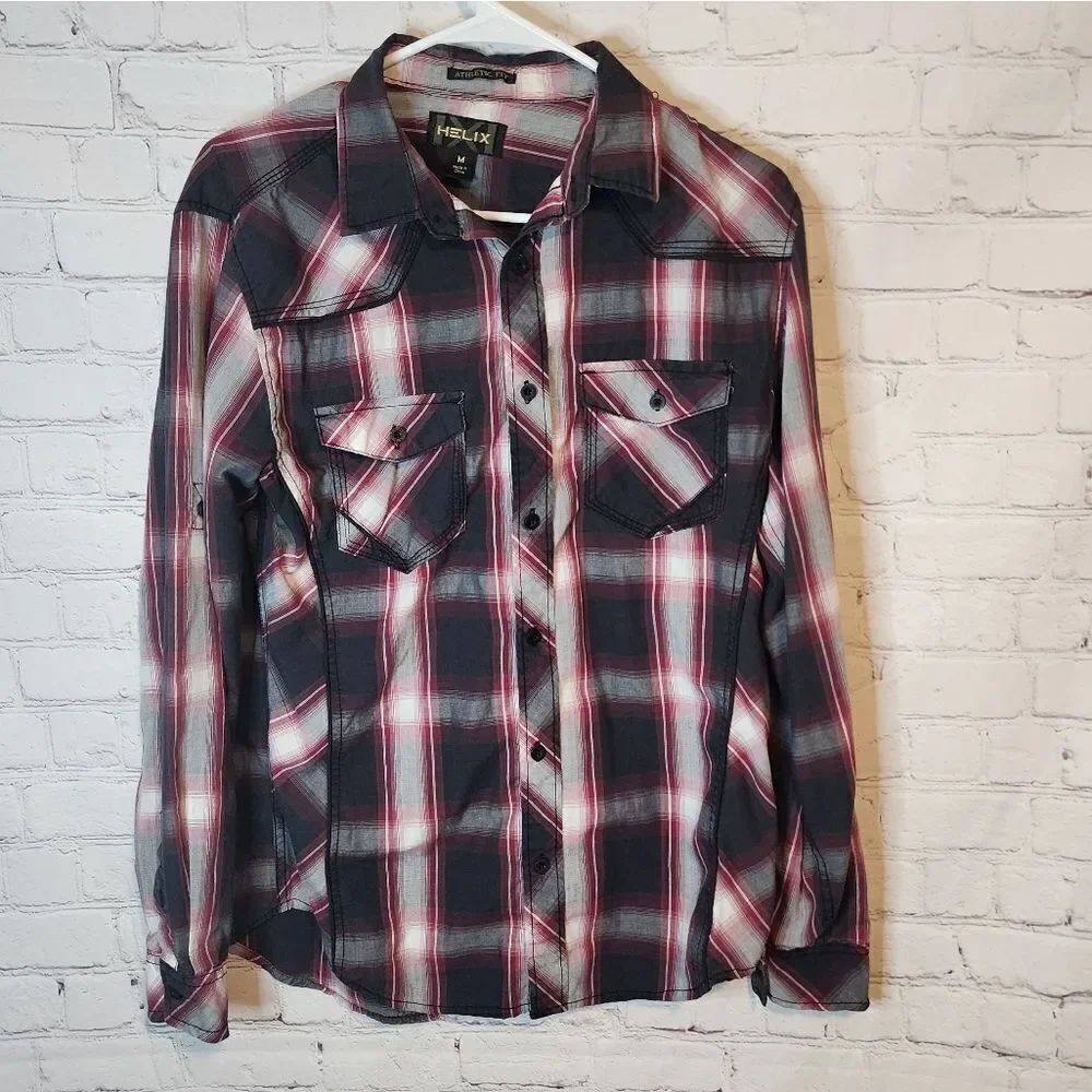 Men's Helix "Athletic Fit" longsleeve button-down shirt, size Medium